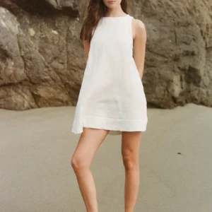 Vintage 100% Linen Sleeveless Women’s Summer Beach Party Dress
