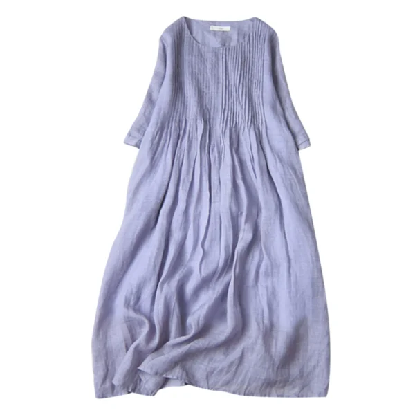 Summer Cotton Linen Maxi Dress Women Loose Comfy Homewear - Image 4