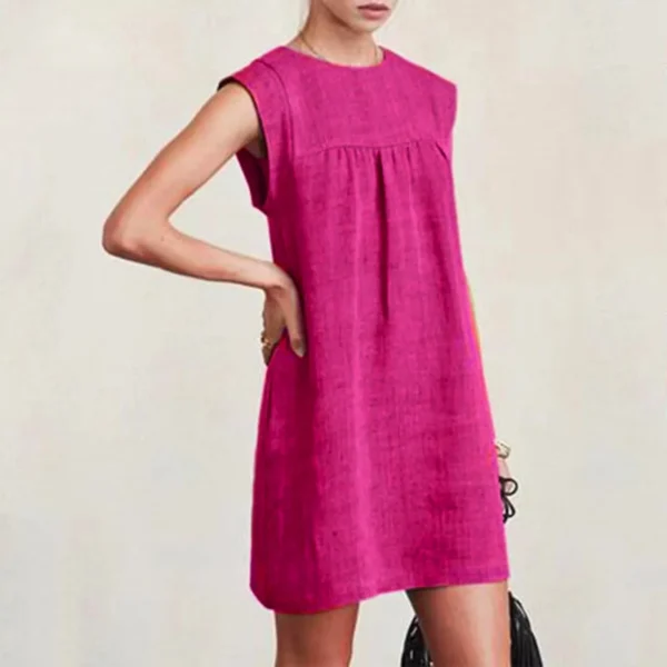 Women’s Cotton Linen Sleeveless Sundress Casual Loose Beach Holiday Wear - Image 2