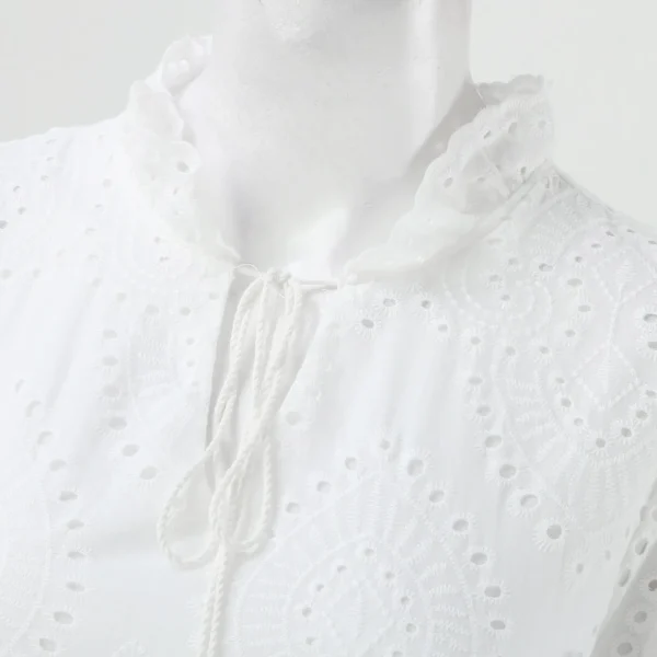 Women’s Boho White Cotton Linen Lace Dress Summer Beach Wear - Image 6
