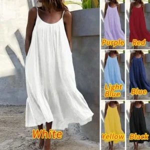 Summer Sleeveless Lace Hem Long Dress Elegant Women Fashion