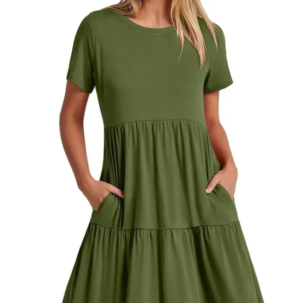 Women's Summer Sleeveless Maxi Dress Loose Pleated Layered Casual Fit - Image 3
