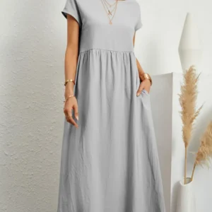 Vintage Cotton Linen Long Dress Women Casual Summer Sundress