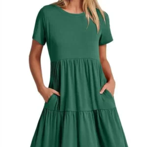 Women's Summer Sleeveless Maxi Dress Loose Pleated Layered Casual Fit