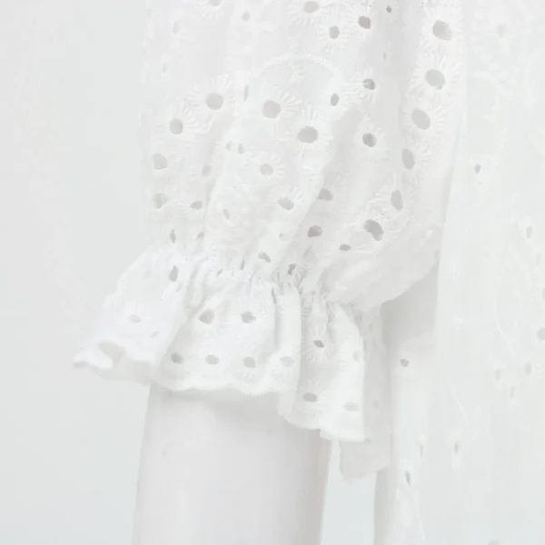 Women’s Boho White Cotton Linen Lace Dress Summer Beach Wear - Image 5