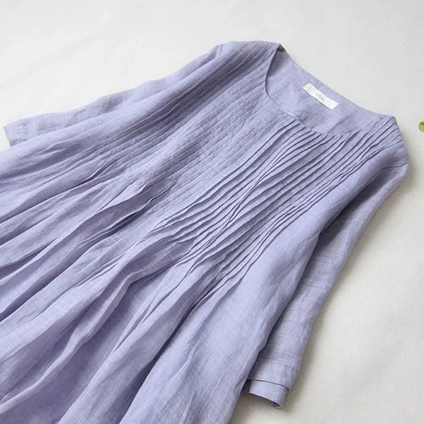 Summer Cotton Linen Maxi Dress Women Loose Comfy Homewear - Image 3